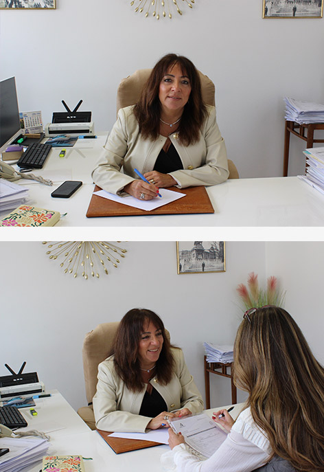 Esther prestando servicios de abogacía